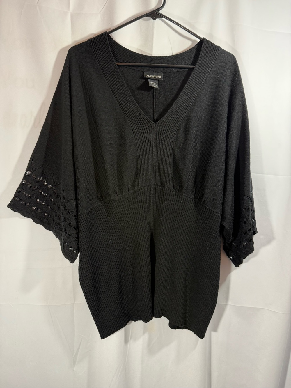 Lane Bryant Black V-Neck Short Sleeve Lightweight Sweater Size 22/24